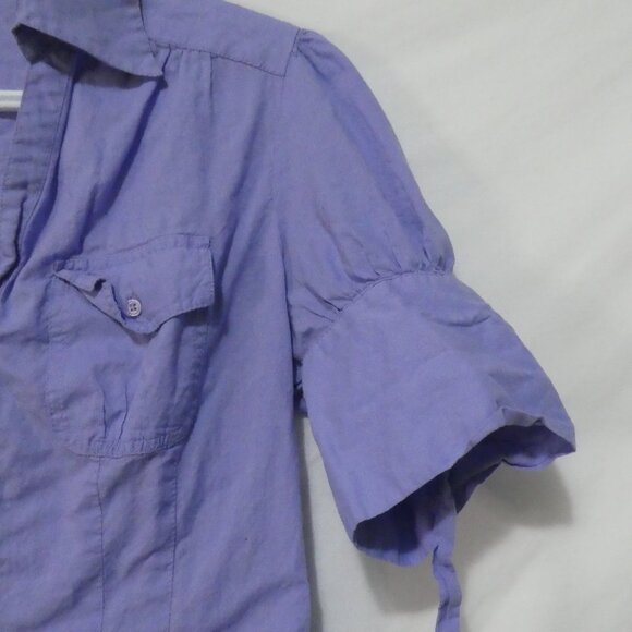 Unbranded | P2P 14 inches measured | Chic Purple V-Neck Button-Up Shirt - Picture 5 of 14